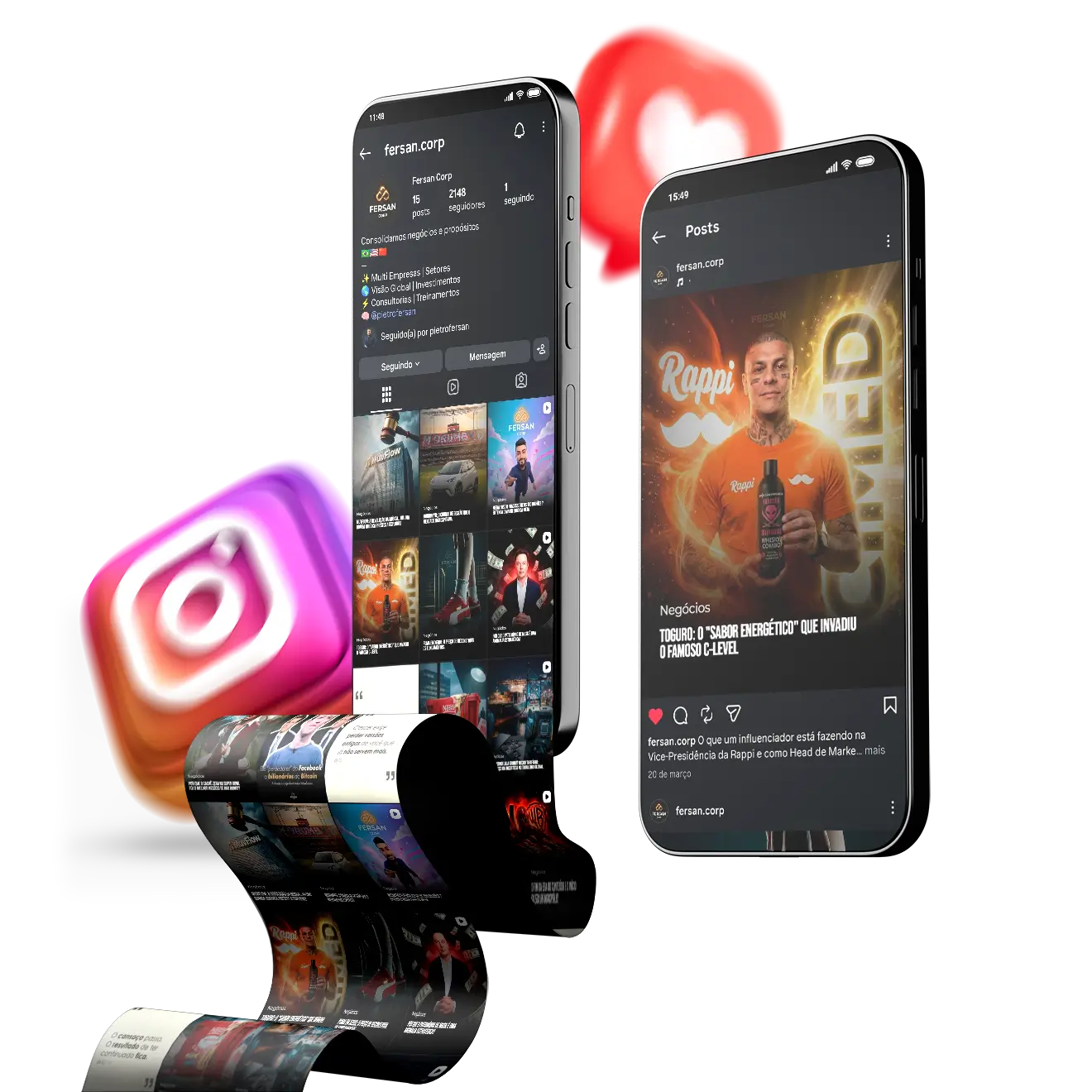 Exemplo de feed do Instagram organizado pela Initium